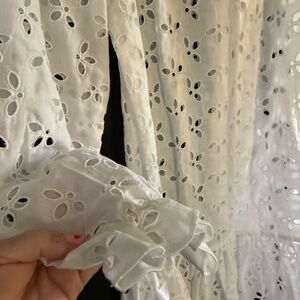 Jcrew White large eyelets ruffle, neck sleeves and bottom size 10